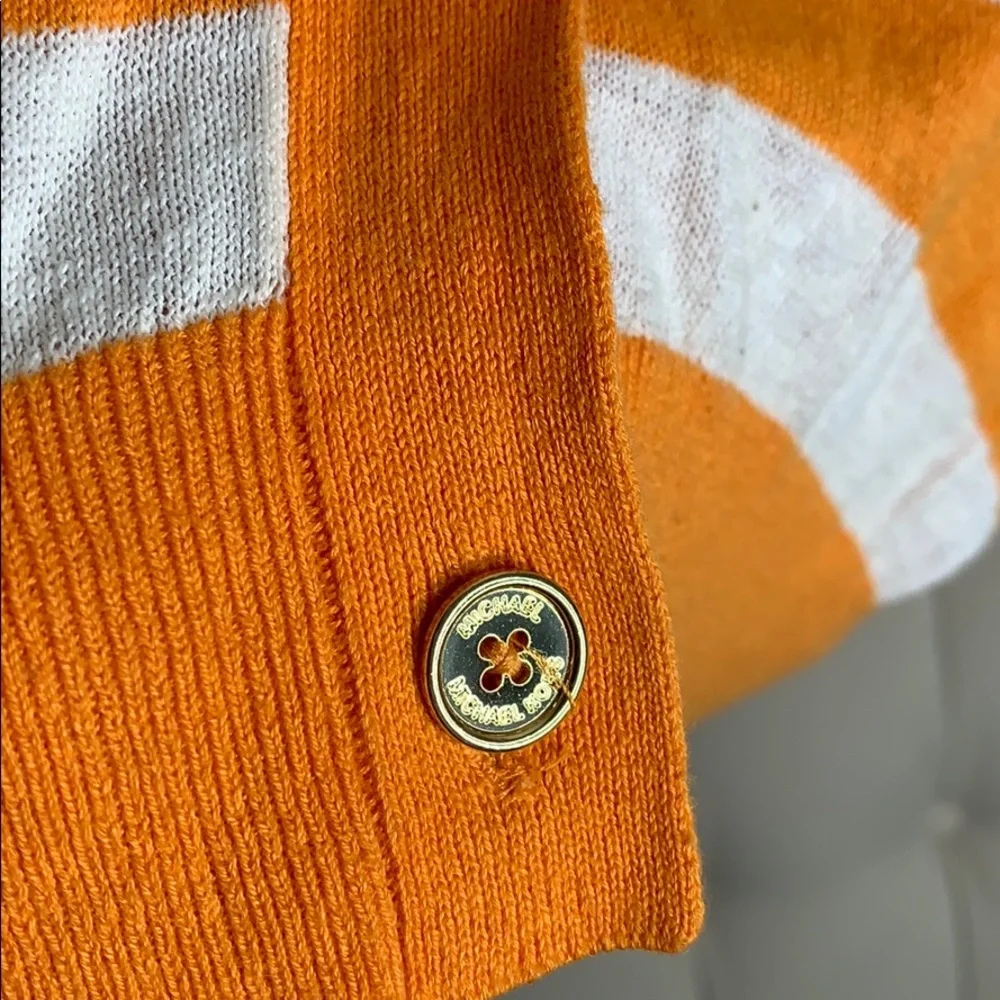 Michael‎ Kors orangewhite striped slouchy cardigan